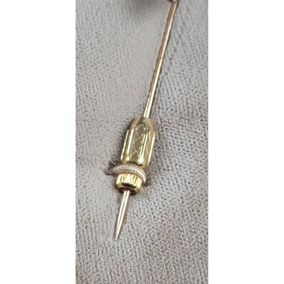 Krementz & Co Wishbone Jewelry Stick Pin 14KT Yellow Gold Overlay Crystal VTG - Picture 13 of 16